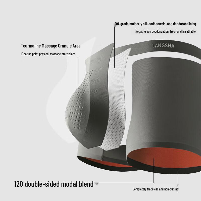 Lonsa Men's 120-Count Modal Seamless Boxer Briefs with Antibacterial Crotch