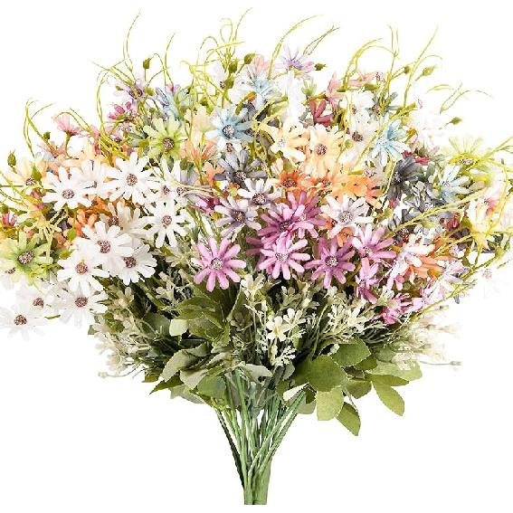 6 пучков полевых цветов, искусственные цветы для улицы, искусственные ромашки, устойчивые к УФ-лучам, шелковые букеты полевых цветов оптом, искусственные растения, пластиковая зелень для декора 6 pcs