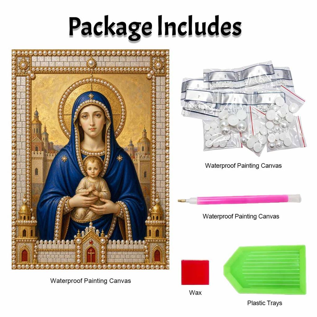 DIY 3D Pearl Diamond Painting Art Set Religious Mother Mary Jesus Home Decor Art Set Wall Art