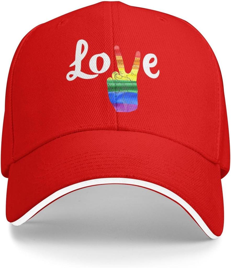 LGBT Pride Love Rainbow Peace Sign Baseball Cap Adjustable Polyester Casual Adult Hat