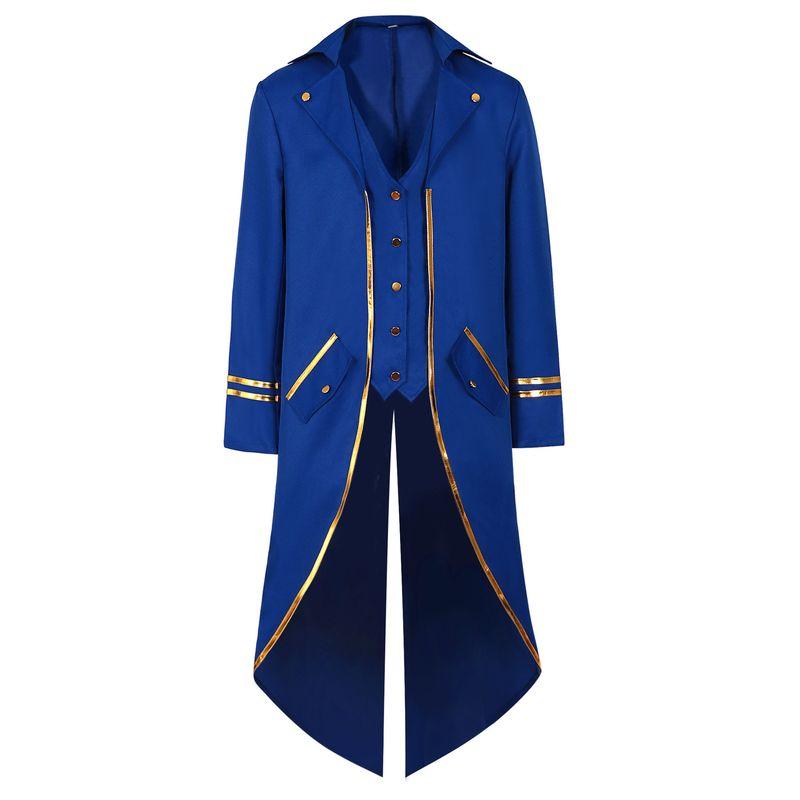 2024 New Foreign Trade Amazon European and American Men s Coat Medieval Tailcoat Halloween Carnival Costume Blue S