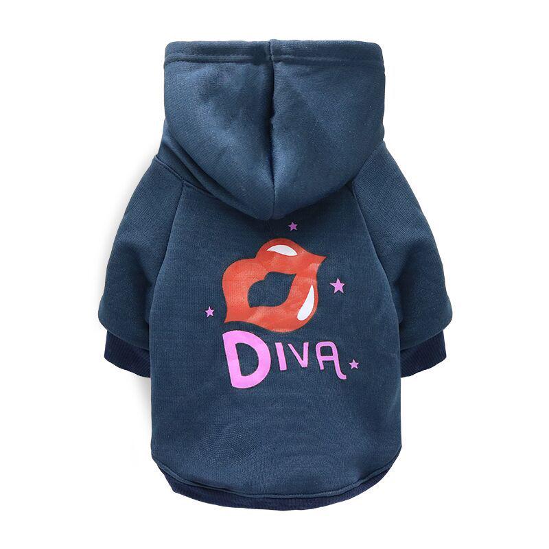 Pet Fleece Red Lips Print Hoodie T-shirt - Autumn/Winter Style