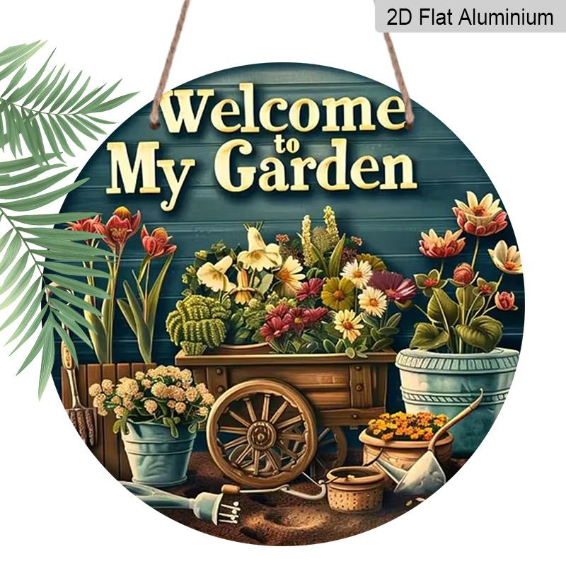 2D Flat Aluminum Rustic-Style “Welcome To My Garden” Wall Art Sign, 7.87 X 7.87 Inches. Perfect for Gardens, Homes, and Outdoor Spaces. An Ideal