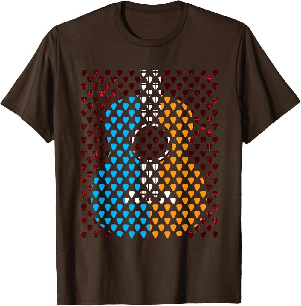 Guitar Pick Yin Yang Acoustic Guitar Graphic Tee Casual Short Sleeve TShirt
