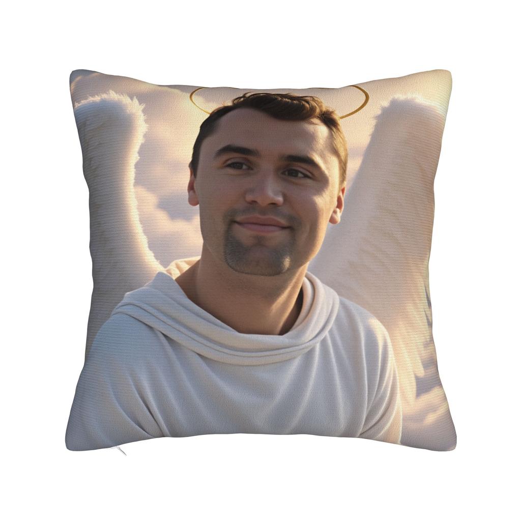 Fundas de Almohada Angélicas y de Jesús de Charlie Kirk Funda de Almohada Cuadrada Linda y Divertida para Silla de Sala de Estar