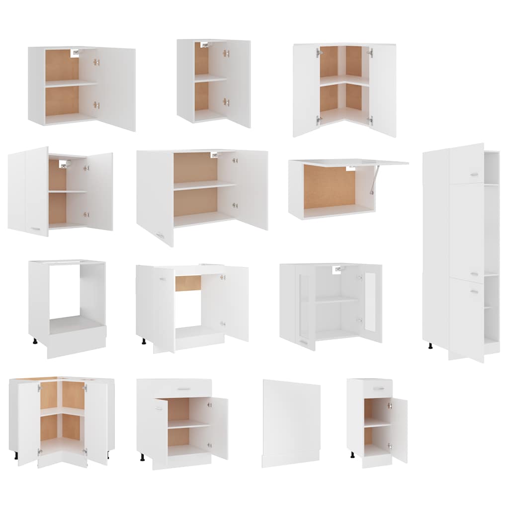 14 Piece Kitchen Set Lyon White Particleboard