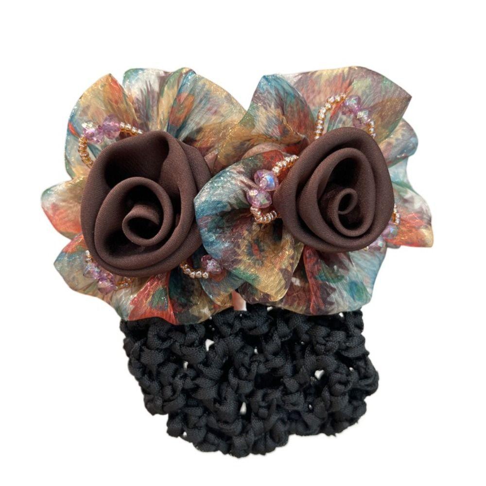 

Головной убор Женский Зажим-пружина Зажим для хвостика Заколки Покрывающая сетка Сладкий корейский пучок Снуд Подарок для мамы кофейный