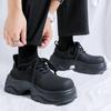 Daddy Shoes Men's Black British Yuantong Muffin Thick-soled Versatile Matte Premium Derby Shoes 24242-R