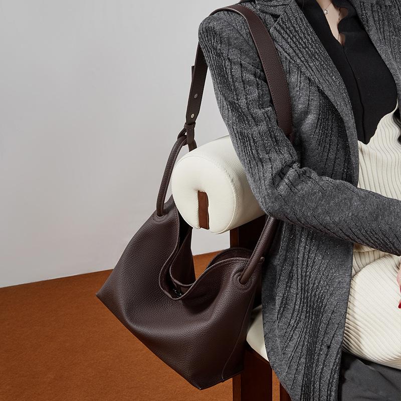 Borsa a mano da donna in pelle stile secchiello, Borsa tote, Borsa per la spesa, Borsa a tracolla
