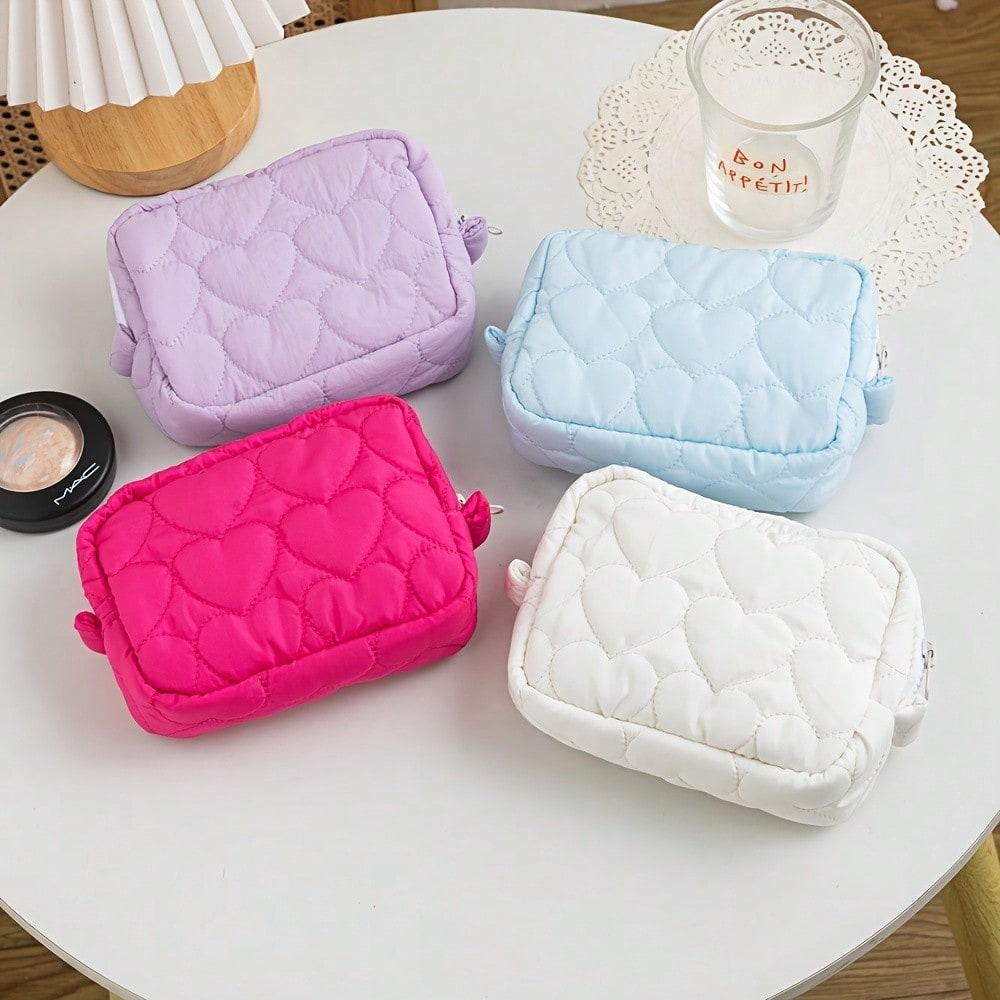 1pcs Cute Candy Color Love Makeup Bag, Portable Mini Handheld Storage Bag, Girl's Heart Portable Small Item
