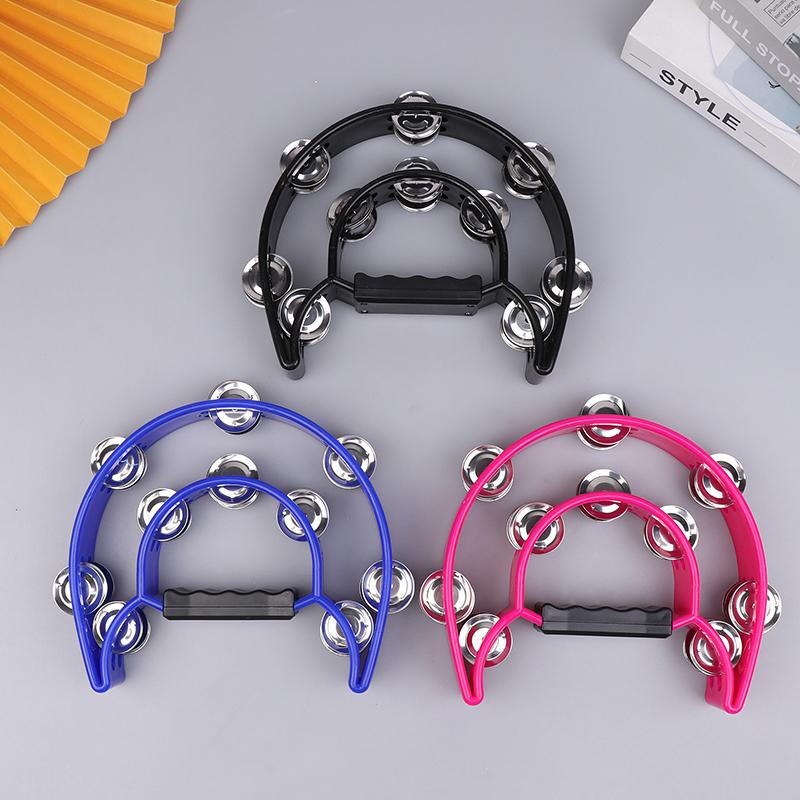 Hand Bell Double Row Rattle Orff Tambourine Double Layer Hand Bell Drum Percussion Instrument Handle Jingle Bell Educational Toy