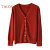 Women Knitting Sweater V-Neck Long Sleeve Button Down Sweater Cardigan Solid Color Loose Fit Crochet Texture Coat