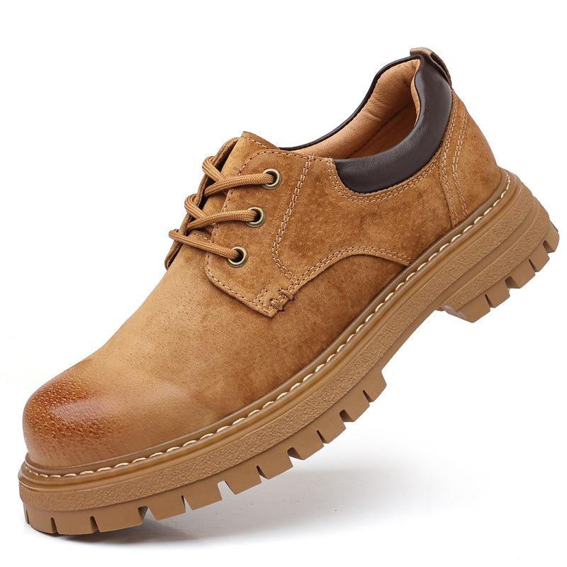 

2025 нове оснащення чоловіче взуття свиняча шкіра дихаюче повсякденне взуття товста підошва круглий носок зручне універсальне підошва з яловичої шкіри чоловіче взуття товста підошва 44 жовтий