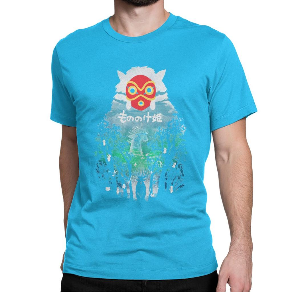 Vintage River Flows In You T Shirt For Men Pure Cotton T Shirts Princess Mononoke Ghibli