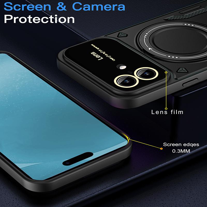 For Iphone 17 Armor Shockproof Lens Protection Cover For Iphone 17 Pro Max 17 Air 17 Plus Magnet Car Holder Ring Anti-Fall Cover