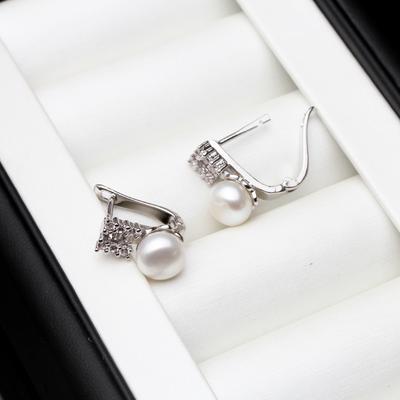 925 Sterling Silve Clip On Earrings Pink,Real Natural Freshwater Black Pearl Earrings for Women Wife Mother Birthday Gift White