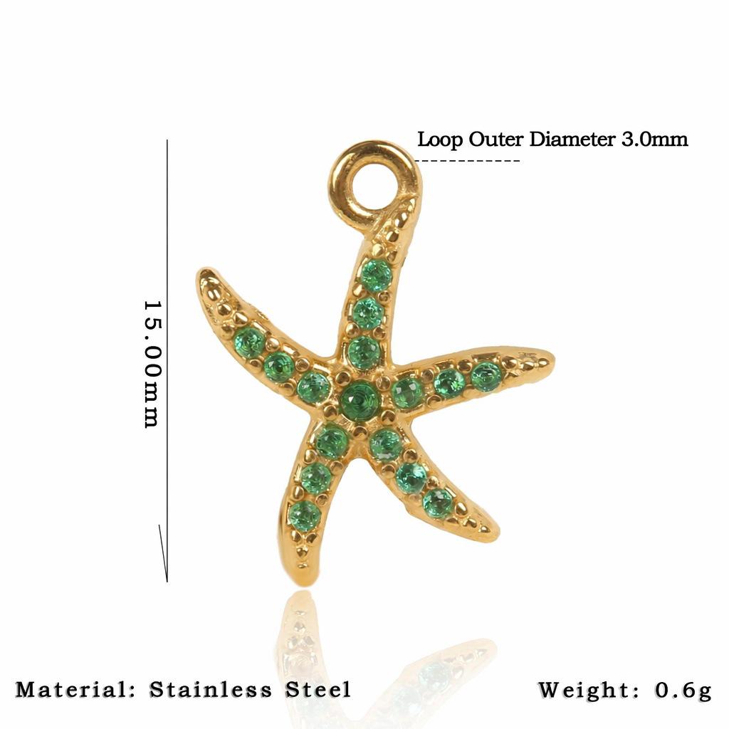 Women's 18K Gold Plated Stainless Steel Necklace with Zircon Inlaid Starfish - European and American Ocean Style