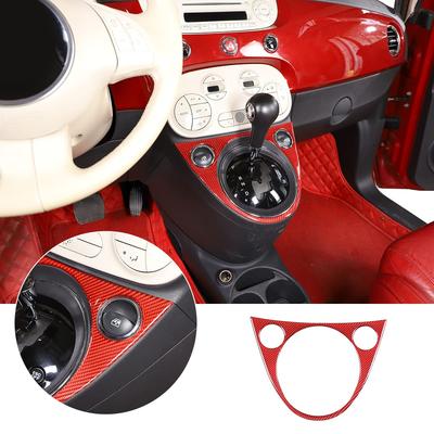 Hcilloend Applicable To New Fiat 500 Shift Gate Panel Shift Gate Cover Seal Sticker Made of Carbon Fiber Easy To Install Paste Type Interior Interior