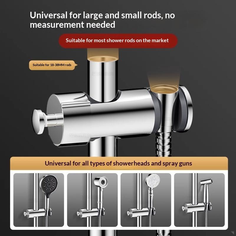 Round Pipe Shower Head Holder Rotatable Adjustable Bathroom Slide Bar Shelf Replacement Riser Rail Bracket