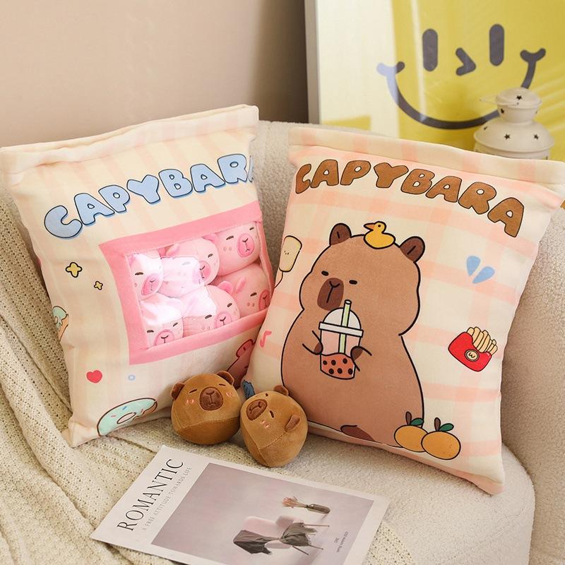 Cartoon Bag of Kapibala Milk Tea Capybara Doll Snack Pillow A Pack of 6 Small Dolls Gift Dolls Girl