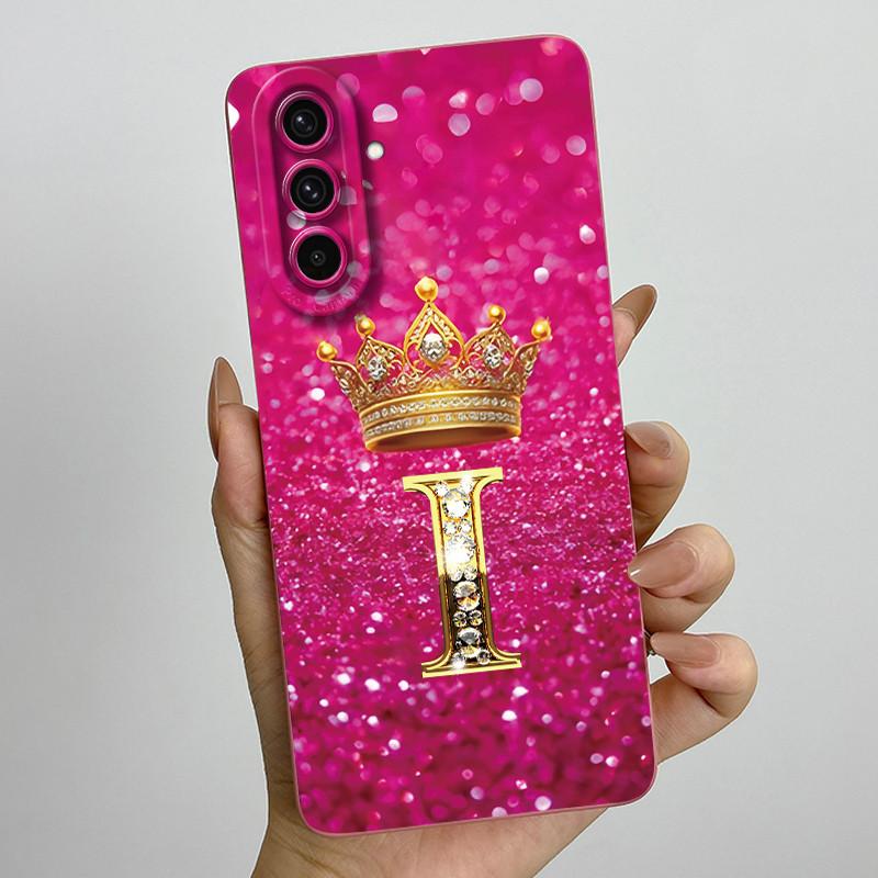 For Samsung Galaxy A37 A57 5G 2025 Crown Initial Letter Couple Phone Case SM-A376B SM-A5760 Soft Silicone Lens Protective Casing