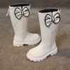 Girls High Top Winter Boots Bow Detail Slip Resistant Rubber Sole Zipper Closure Warm Fabric Lining