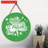 2D flat 20*20cm1pc Happy St.Patrick'sDay Three-leaf clover patterns hanging wooden sign Wall decoration, St.Patrick'sDay round door Pendant Suitable