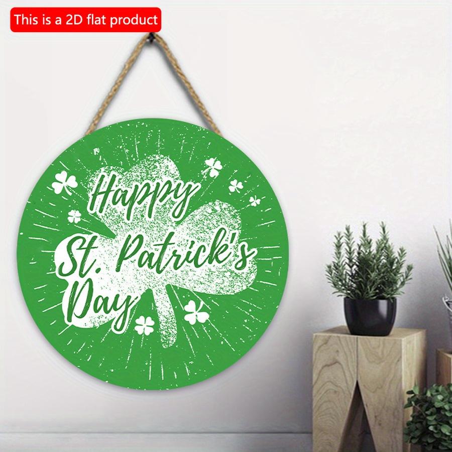2D flat 20*20cm1pc Happy St.Patrick'sDay Three-leaf clover patterns hanging wooden sign Wall decoration, St.Patrick'sDay round door Pendant Suitable
