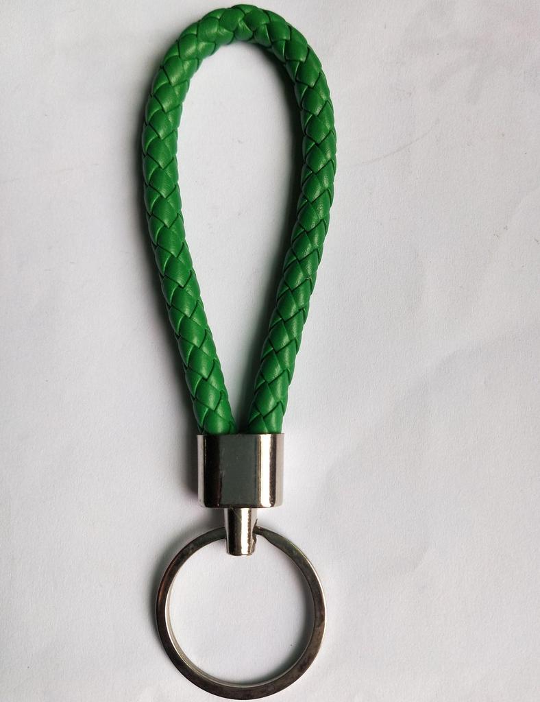 Woven Leather Cord Metal Keychain Pendant