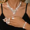 Korean Version High-quality Chic High-end Atmospheric Necklace Earrings Ring Bracelet Four Piece Set with Accessories