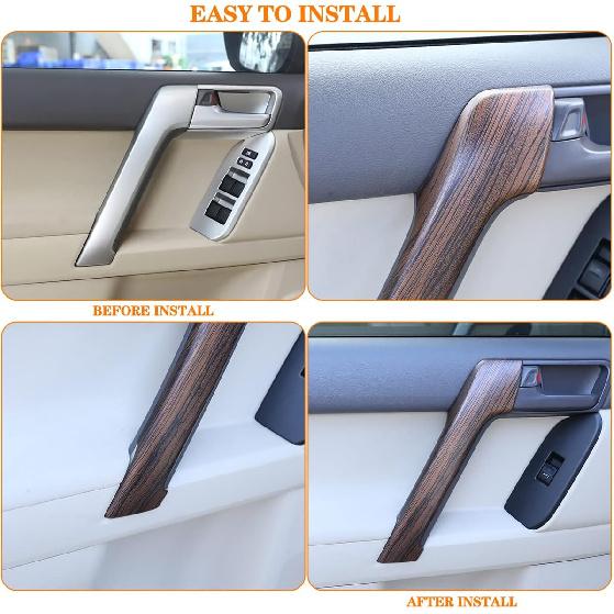 Fit for Toyota Land Cruiser Prado FJ150 150 2010-2018 ABS Inner Door Handle Cover, Car Interior Door Handle Protection Trim Cover, 4PCS (Pine Wood