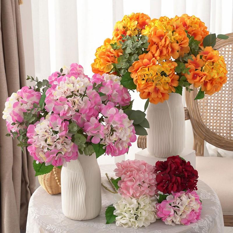 1/3pcs Artificial Flowers Fake Silk Hydrangea Bridal Wedding Decoration Home Party Accessory Festival DIY Dining Table Clearance