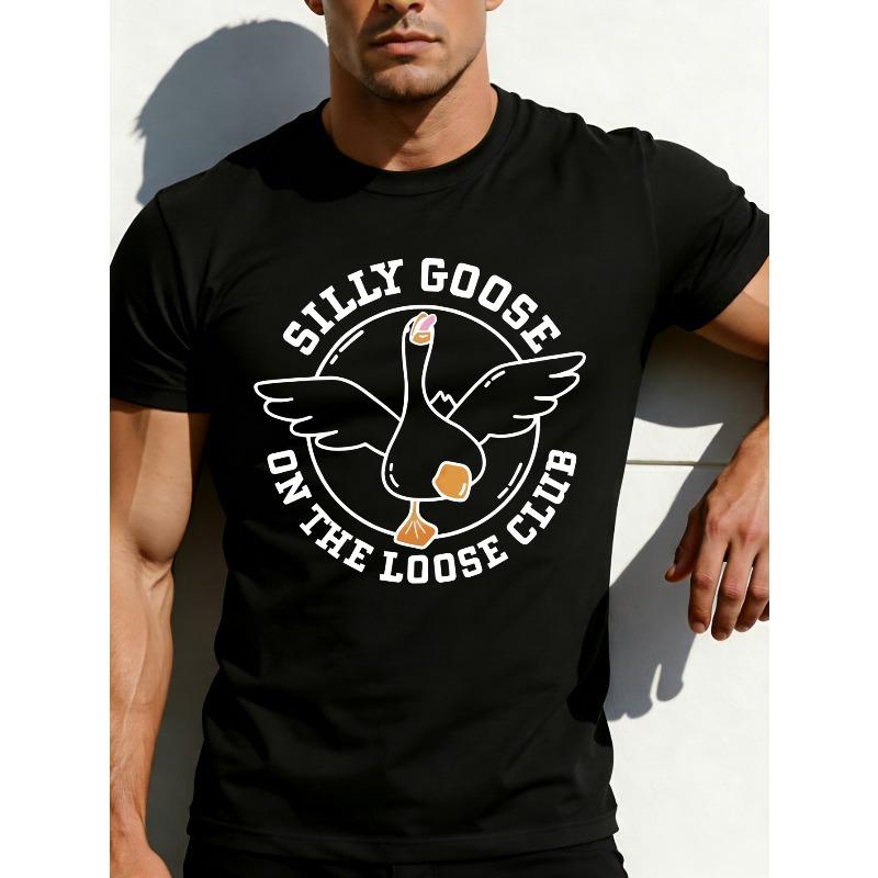 

Casual Style Men S T-Shirt Silly Goose on The Loose Club Graphic Design Summer Wear Gift for Friends And Family 4XL чорний