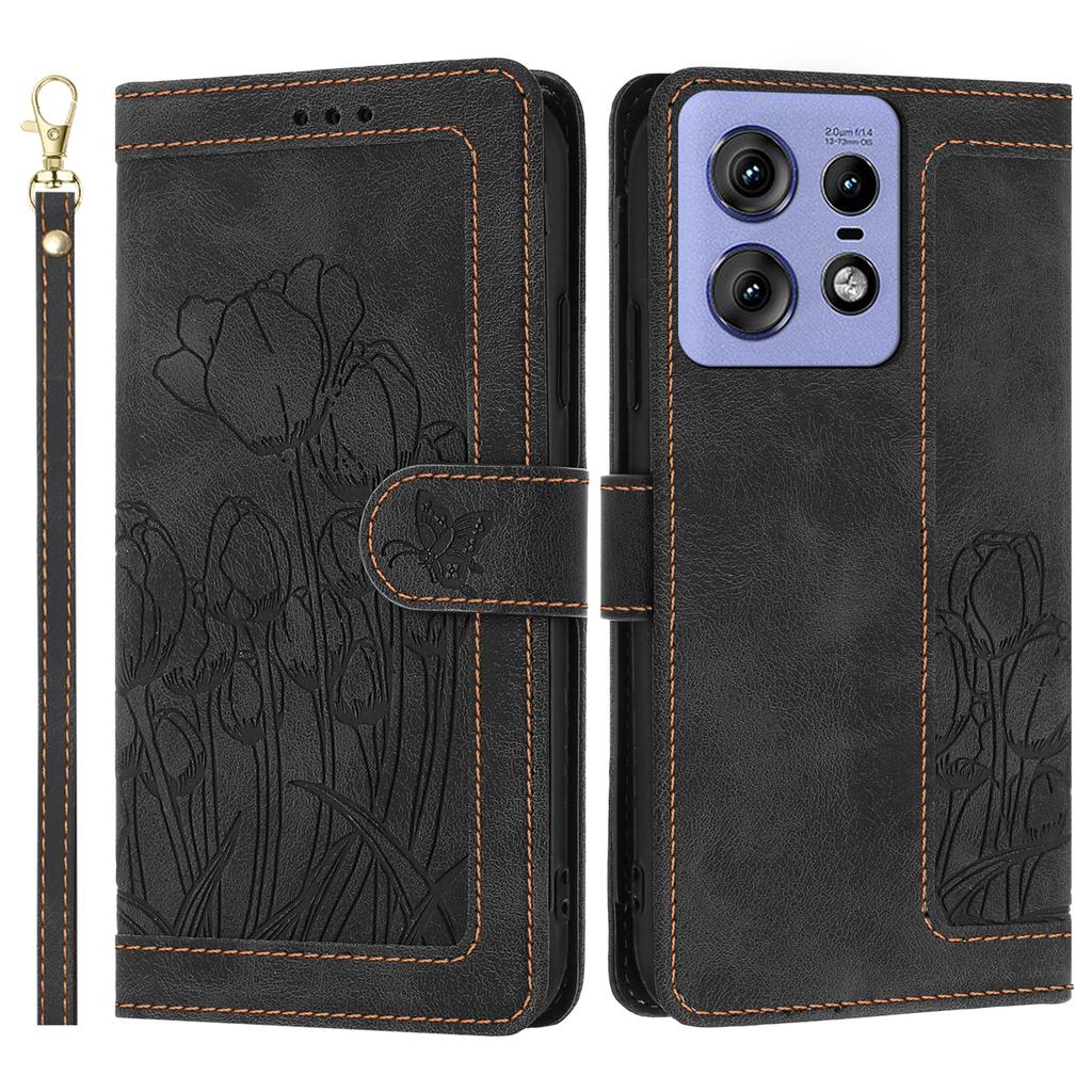 For Motorola Edge 50 Pro 5G Tulip Leather Case Phone Cover with 5 Card Slots Wallet