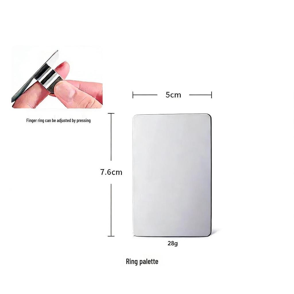 Stainless Steel Makeup Mixing Palette with Ring and Spatula