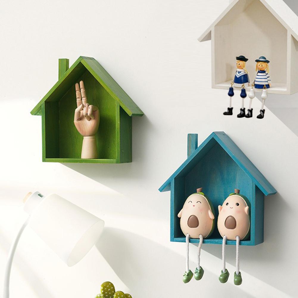 Nostalgic Wall Shelf Retro Wall Decoration Wooden House Shelf