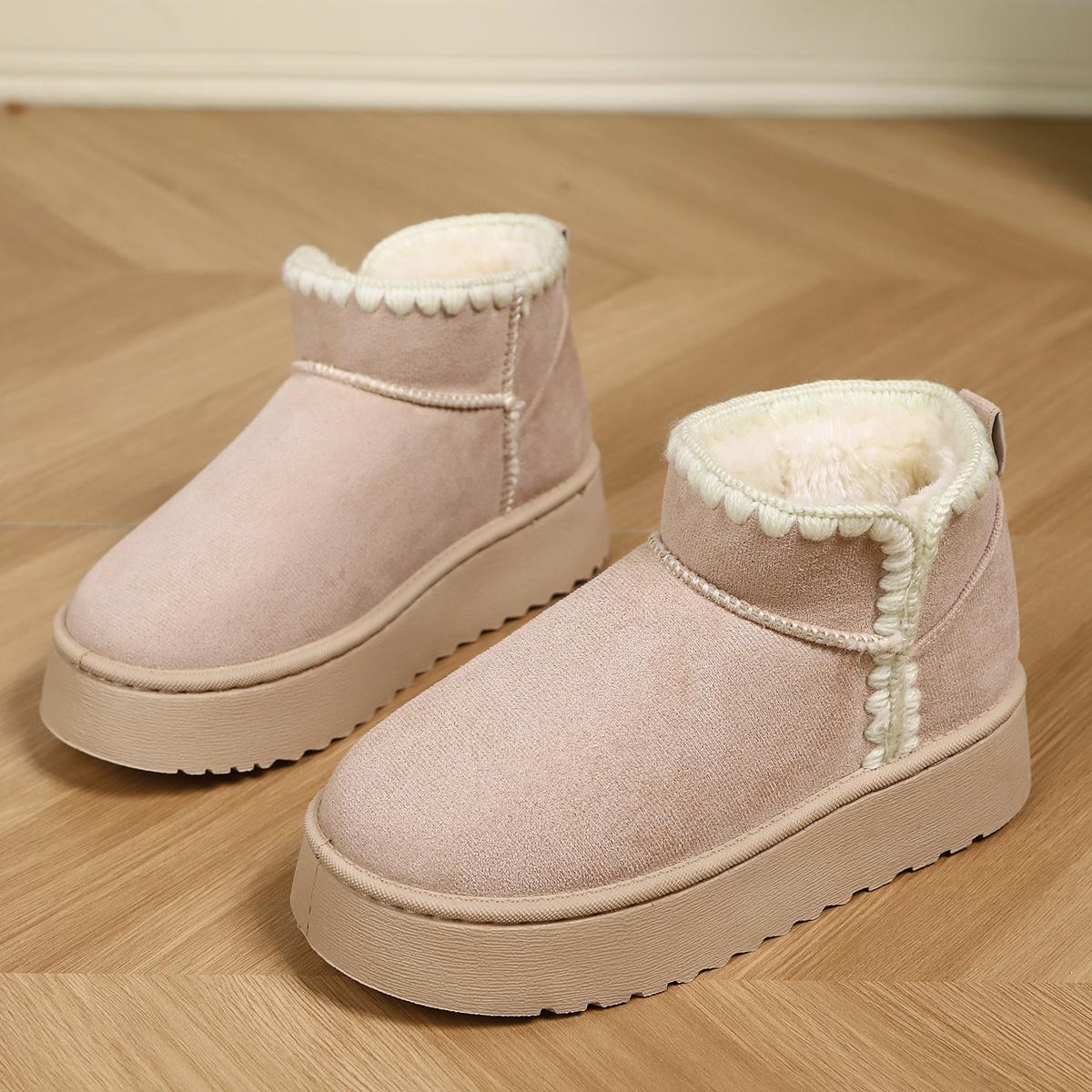 

Мода 2025 Новые Зимние Теплые Сапоги Мех Женские Снежные Сапоги Ретро Обувь Шерсть Низкий Вырез Теплые Меховые Туфли Пушистые Женские Зимние Короткие Сапоги 36 розовый