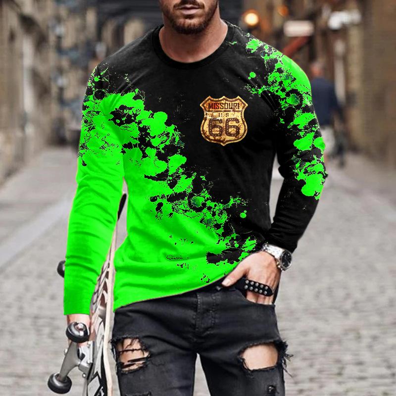 women o neck long sleeve 3d print t shirt