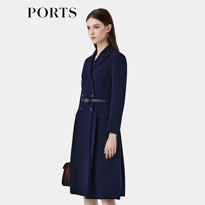 PORTS Women's Double-Breasted Belted Blazer Dress