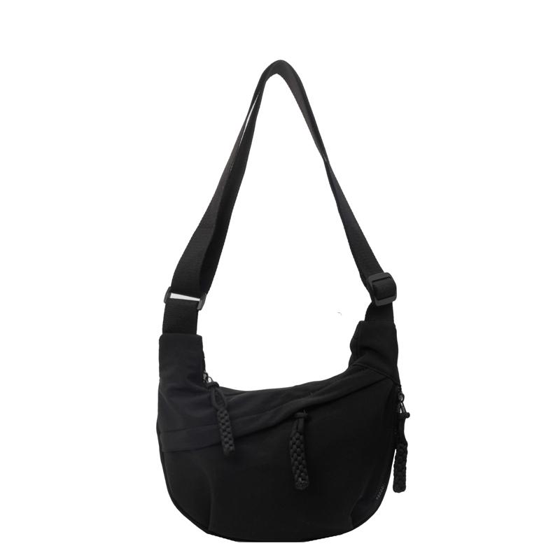 Women's monochromatic nylon shoulder  versatile wide straps popular crossbody bags
