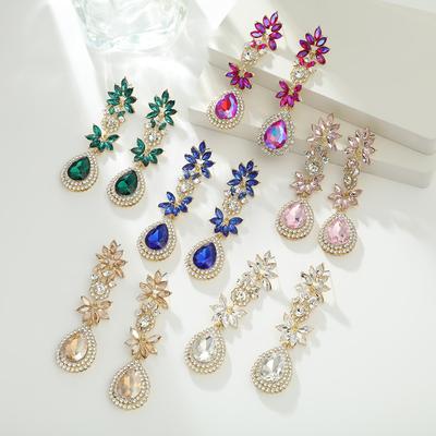 Boucles d'oreilles de mariage pour mariée Mode femme Longues Boucles d'oreilles pendantes style fleur Goutte d'eau