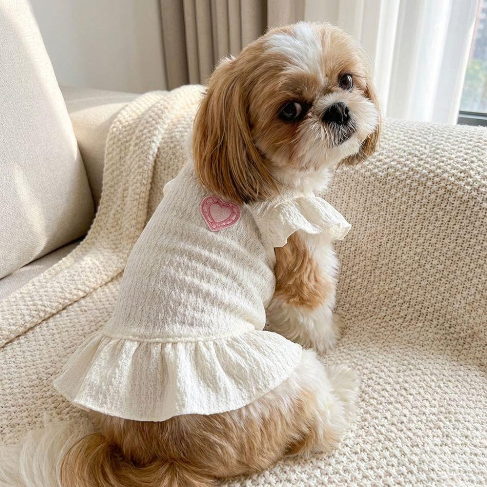 Cute Breathable Mesh Dog Princess Dress Flying Sleeve Comfortable Dog Costume Ruffle Princess Apparel Party Dress