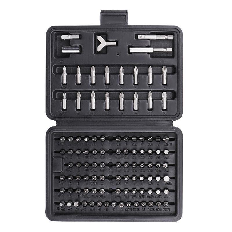 100-Piece Chrome Vanadium Steel Screwdriver Bit Set - Slotted, Cross, Hex Heads
