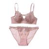 French Embroidered Sexy Lace Bunny Ears Underwear Set Breathable Large Breasts Small Gathered Bra for Women