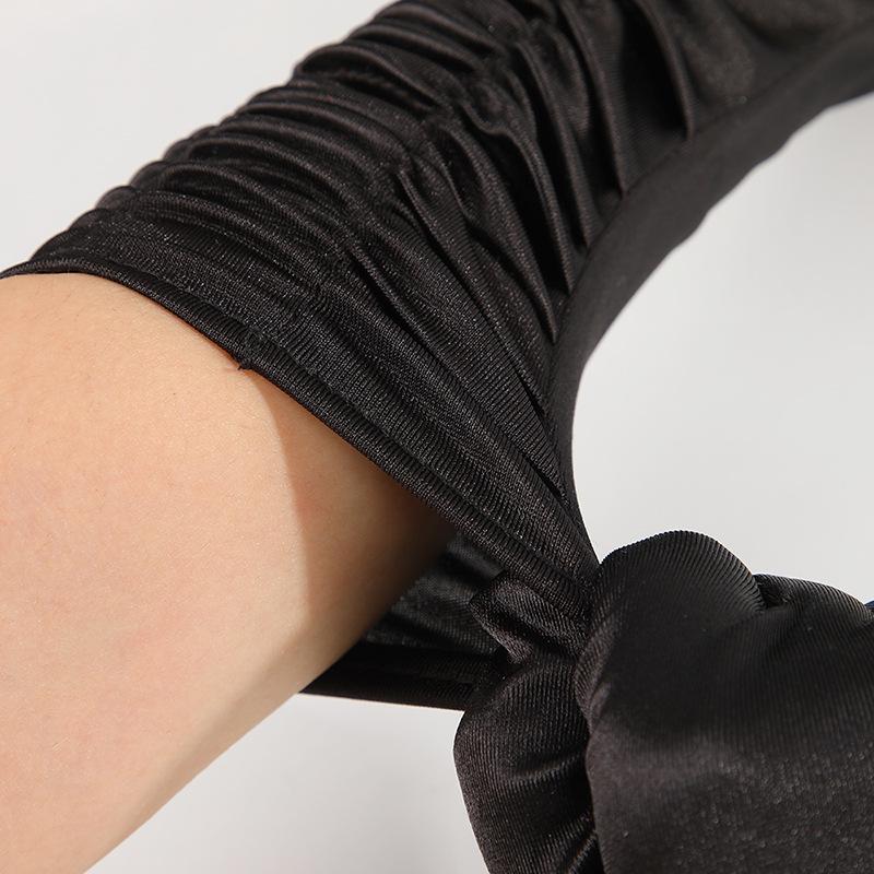 Sommer Sonnenschutz Satins Brauthandschuhe – Lange gefaltete Fingerhandschuhe für Hochzeiten, Partys und Modeveranstaltungen