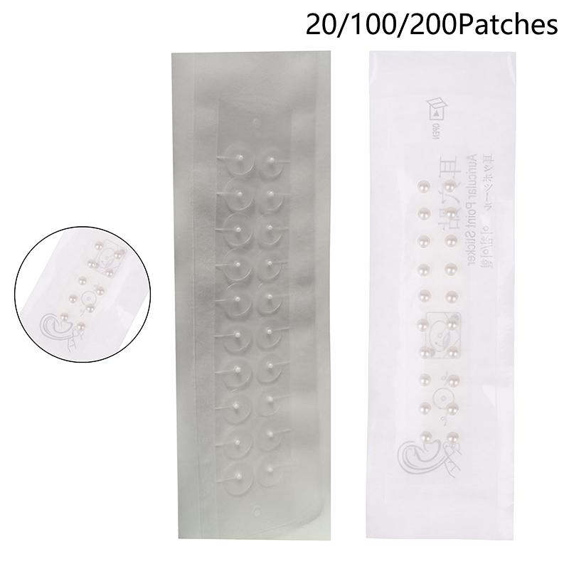 20/100/200Patches Pearl Ear Care Seed Acupuncture Auricular Disposable Ear Stickers Massage Therapy Needle Patch Auriculotherapy