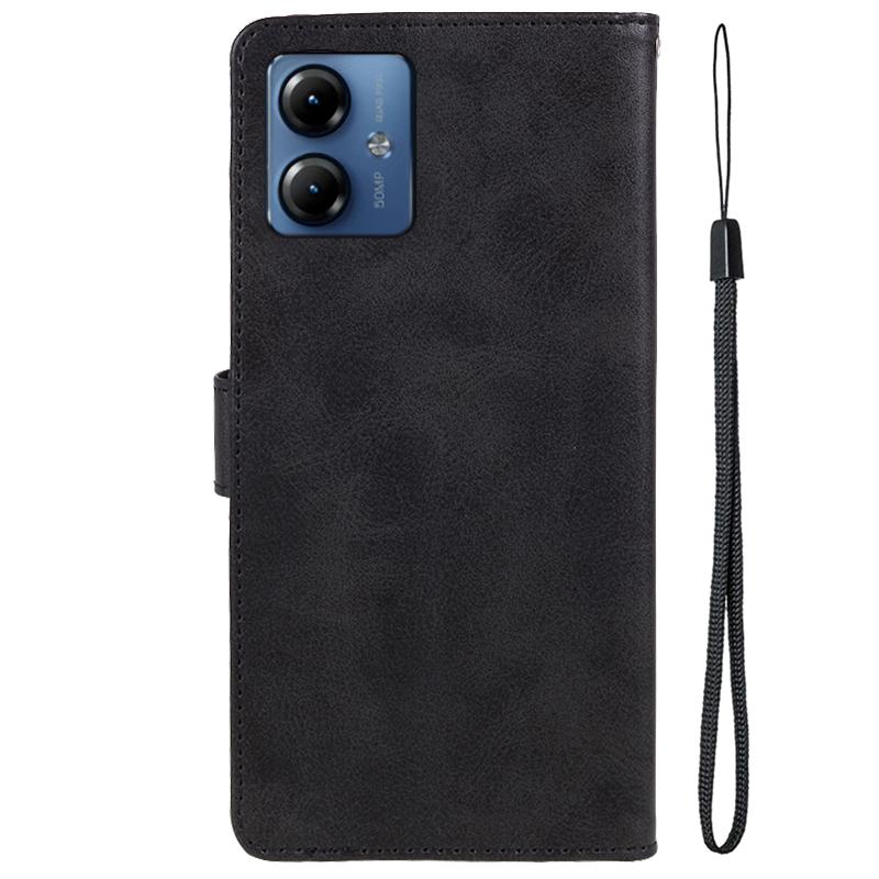 PU Leather Wallet Case for Motorola Moto G14 4G,Calf Texture Stand Phone Cover