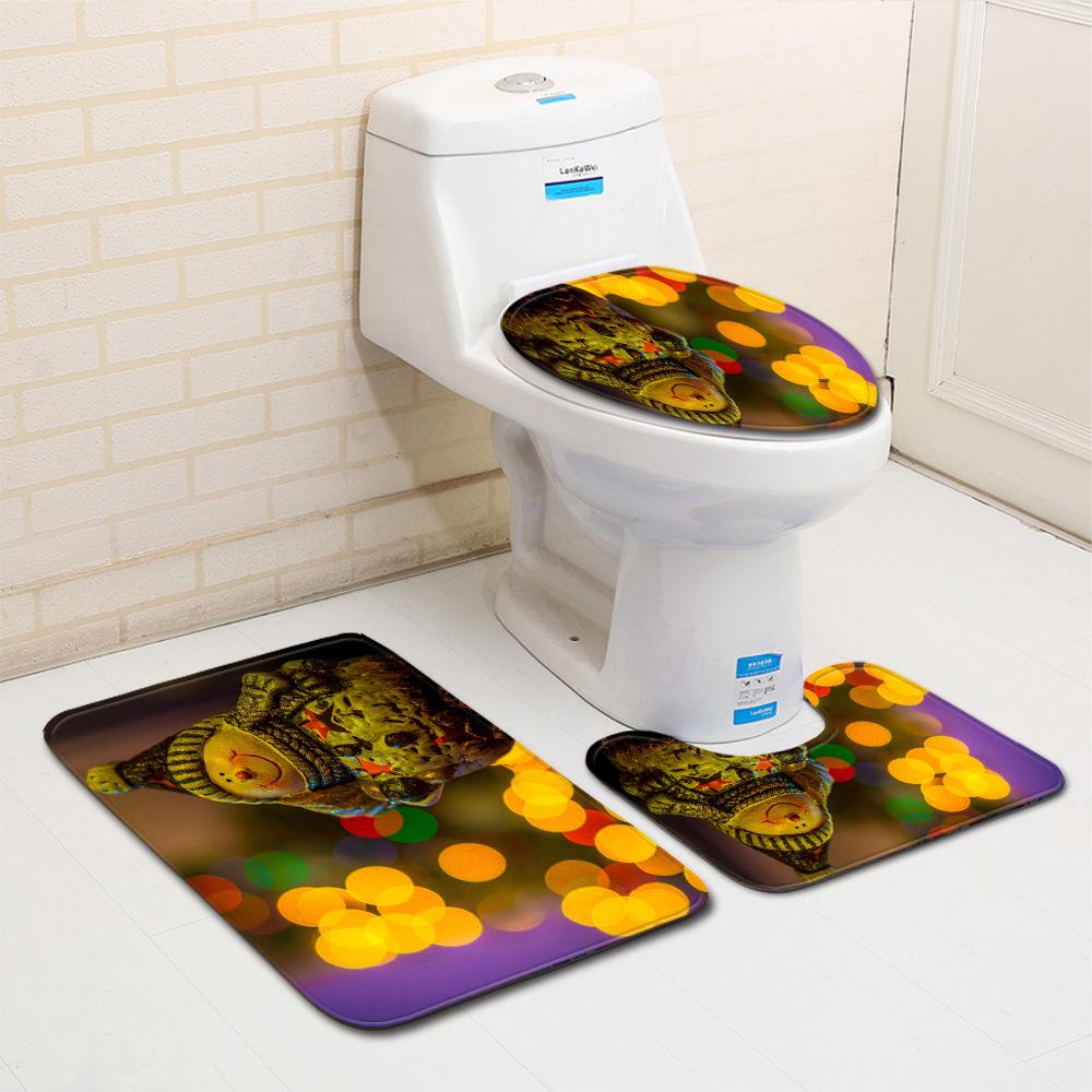 Christmas Bathroom Floor Mat Toilet Three-Piece Set
