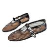 Fashion New Designer Fishnet Flat Shoes Woman Mary Janes Cutout Summer Flats Women Ankle Belt Air-mesh Mocasines Zapatos De Mujer 2025