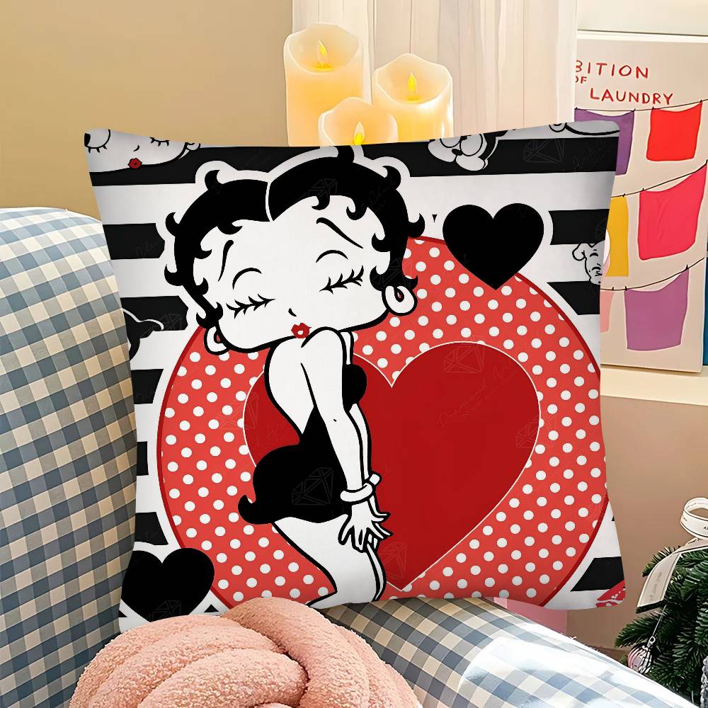 Popüler Güzel Çizgi Film B-Betty B-boop Yastık Kılıfı Kare Yastık Yatak Odası Kanepe Boş Zaman Konfor Minderi Araba Ev Dekorasyonu